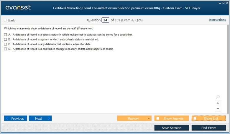 Certified Marketing Cloud Consultant Premium VCE Screenshot #4